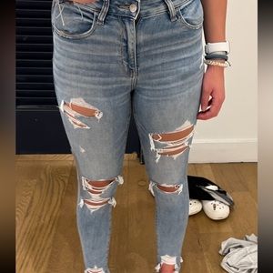 American Eagle Next Level Stretch High Rise ripped Jeggings